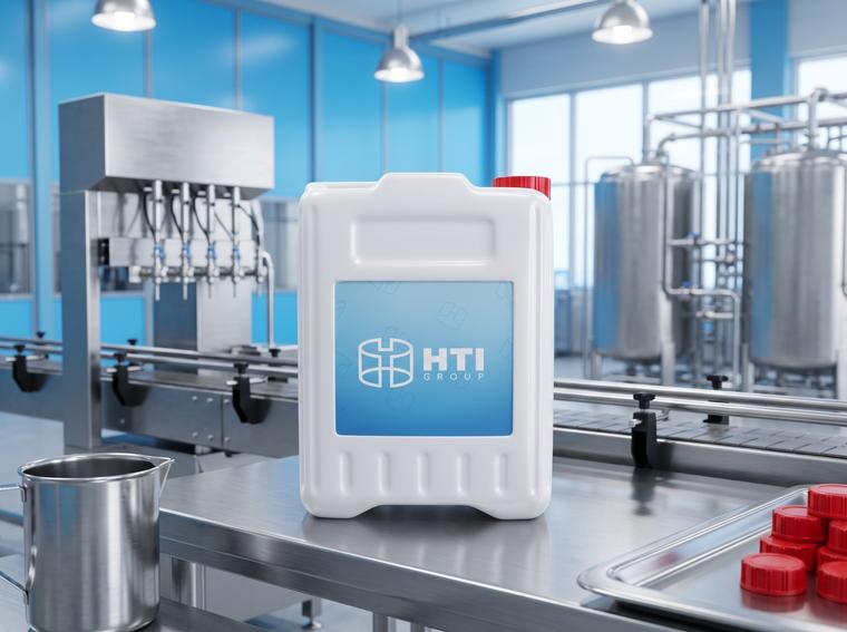 5-liter plastic jerry can at a bottling line