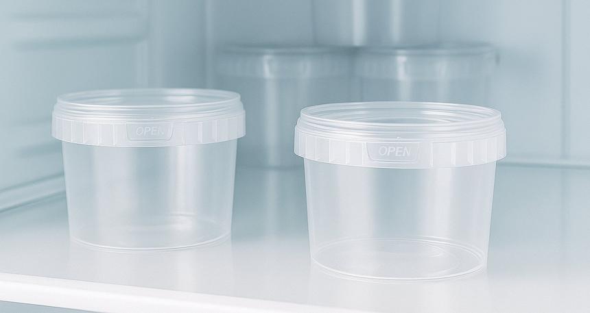 Clear plastic buckets with lids