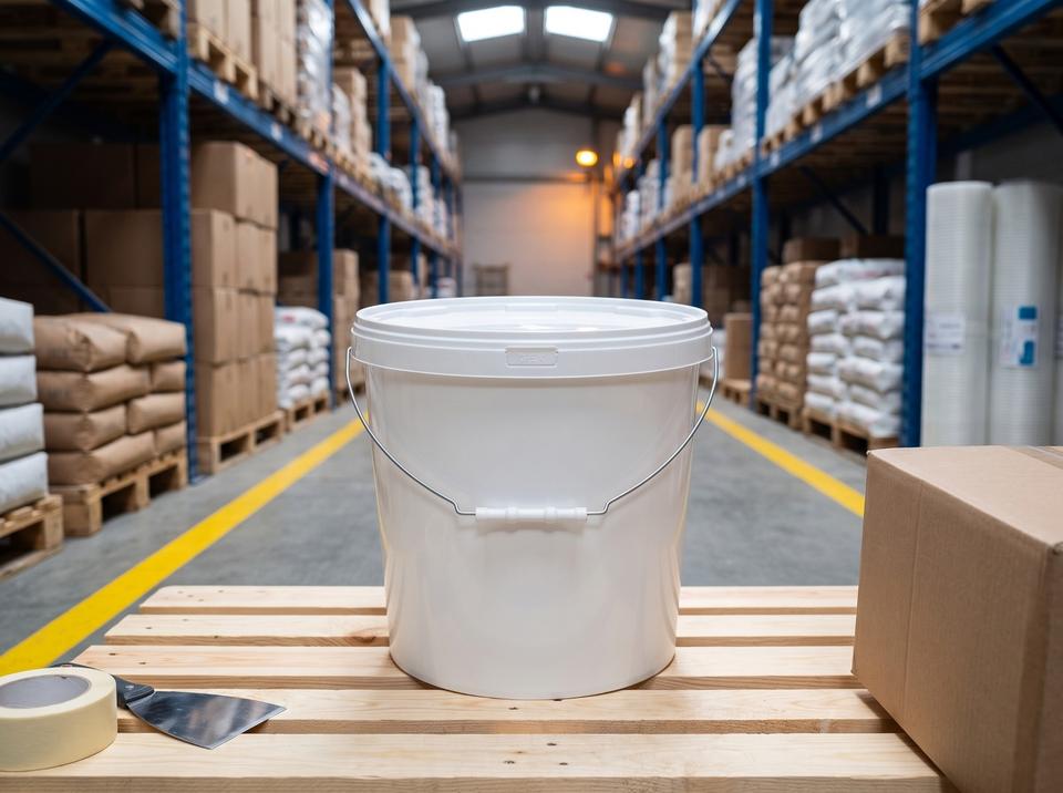 15 L plastic bucket in a building materials warehouse