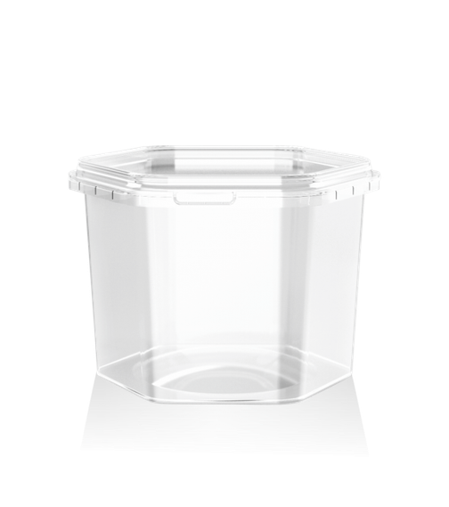透明带盖六角形塑料食品盒