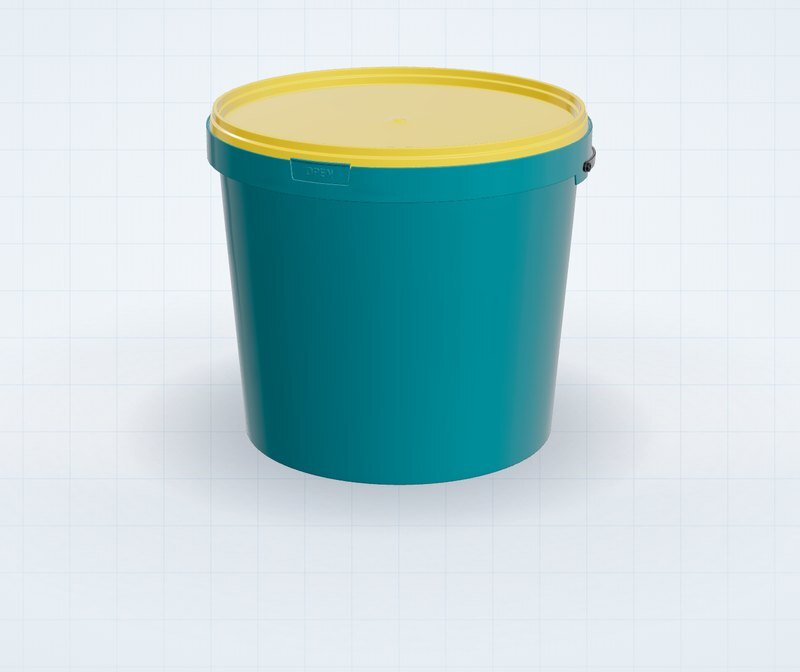 5.6 L bucket in a custom shade with a yellow lid: choosing colors in the configurator